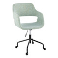 Margarite Contemporary Adjustable Office Chair in Black Metal and Light Green Fabric — product view