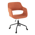 Margarite Contemporary Adjustable Office Chair in Black Metal and Orange Fabric — product view