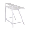 2tier desk in White Steel, White MDF, back and side view, featuring storage