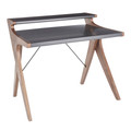 Archer Contemporary Desk in Walnut Wood with Grey Wood Top — product view