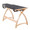 Bentley desk in Natural Wood, Black Glass, back and side view, featuring storage and glass top