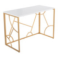 Constellation Contemporary Desk in Gold Metal and White Wood — product view