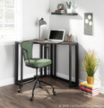 Roman desk in Black Metal, Espresso Bamboo