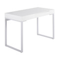 Drift Contemporary Desk in White Steel and White Wood — product view