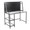 Geo desk in Black Metal, Clear Glass, product view, featuring storage and glass top