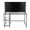 Geo desk in Black Metal, Clear Glass, front view, featuring storage and glass top