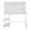 Geo desk in White Metal, Frosted Glass, front view, featuring storage and glass top