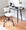 Harvey Contemporary Desk in Black Steel and Black and Natural Wood with Black Accents — lifestyle photo 2