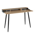 Harvey Contemporary Desk in Black Steel and Natural and Black Wood with Nickel Accents — product view