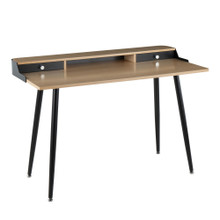 Harvey Contemporary Desk in Black Steel and Natural and Black Wood with Nickel Accents — product view