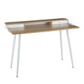 Harvey Contemporary Desk in White Steel and Natural and White Wood with White Accents — product view