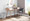Pebble desk in Natural Wood, White Wood, featuring storage