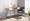 Pebble Contemporary Double Desk in Natural Wood with White Wood Drawers — lifestyle photo 6