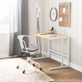 Roman desk in White Metal, Natural Bamboo