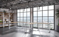 Roman desk in White Metal, Natural Bamboo