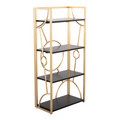 Constellation Contemporary Bookcase in Gold Metal and Black Wood — product view