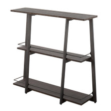 Converge office furniture in Antique Metal, Espresso Bamboo, back and side view, featuring metal design and wood design