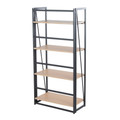 Dakota office furniture in Black Painted Metal, Natural Wood, back and side view, featuring metal design and wood design