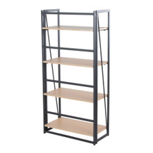 Dakota office furniture in Black Painted Metal, Natural Wood, back and side view, featuring metal design and wood design