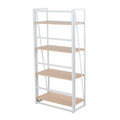 Dakota Contemporary Bookcase in White Painted Metal and Natural Wood — rear three-quarter view