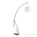 Robyn Mid-Century Modern Floor Lamp in Natural Wood and White Linen Shade — product view (photo 1)