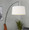 Robyn Mid-Century Modern Floor Lamp in Walnut Wood and Black Metal with White Linen Shade — lifestyle photo 4