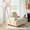 Tripod 61" Contemporary Metal Floor Lamp in Gold Metal and White Linen Shade — lifestyle photo 2