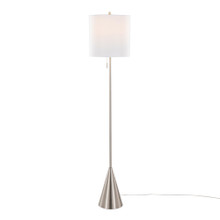 Cone 64" Contemporary Metal Floor Lamp in Brushed Nickel with White Linen Shade From Grandview Gallery — product view (photo 1)