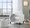 Cone 64" Contemporary Metal Floor Lamp in Brushed Nickel with White Linen Shade From Grandview Gallery — lifestyle photo 2