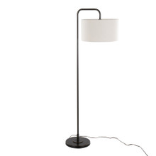 Puck 63" Contemporary Metal Floor Lamp in Oil Rubbed Bronze with Beige Linen Shade From Grandview Gallery — product view (photo 1)