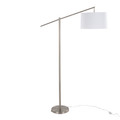 Casper floor lamp in Brushed Nickel, Off-white Linen, side view