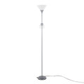Dual floor lamp in Silver Metal, Frosted White Plastic, side view, featuring metal design