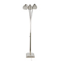 Willow floor lamp in Polished Nickel, White Marble, Clear Crystal, back view, featuring marble design and metal design
