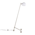 Eileen floor lamp in Brushed Nickel, White Plastic, side view, featuring metal design