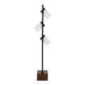 Bento floor lamp in Black Metal, Walnut Wood, White Shade, side view, featuring metal design and wood design