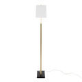 Folia floor lamp in Gold Metal, White Linen, Black Marble, side view, featuring metal design