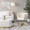 Luna floor lamp in White Marble, Gold Metal, White Linen Shade, featuring marble design and metal design