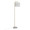 Fran Contemporary Floor Lamp in Gold Metal, White Marble, and White Linen Shade — rear three-quarter view