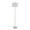 Fran Contemporary Floor Lamp in Gold Metal, White Marble, and White Linen Shade — front view