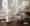 Fran Contemporary Floor Lamp in Gold Metal, White Marble, and White Linen Shade — lifestyle photo 5