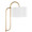 Leslie floor lamp in White Marble, Gold Metal, White Linen, close-up detail, featuring marble design and metal design
