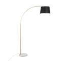 Salon floor lamp in White Marble, Antique Brass Metal, Black Linen, side view, featuring marble design
