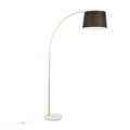 March Contemporary Floor Lamp in White Marble and Antique Brass with Black Linen Shade Metal — product view (photo 1)