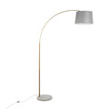 Salon floor lamp in White Marble, Antique Brass, Grey Linen, side view, featuring marble design