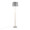 Salon floor lamp in White Marble, Antique Brass, Grey Linen, front view, featuring marble design