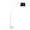 Salon floor lamp in White Marble, Nickel, Black Linen, side view, featuring marble design
