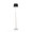 March Contemporary Floor Lamp in White Marble and Nickel with Black Linen Shade — back view