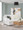 March Contemporary Floor Lamp in White Marble and Nickel with Black Linen Shade — lifestyle photo 2