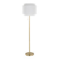 Tier 64" Contemporary Metal Floor Lamp in Gold Metal with Off-white Linen Shade — product view (photo 1)