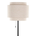 Tier floor lamp in Black Metal, Biege Linen, close-up detail, featuring metal design